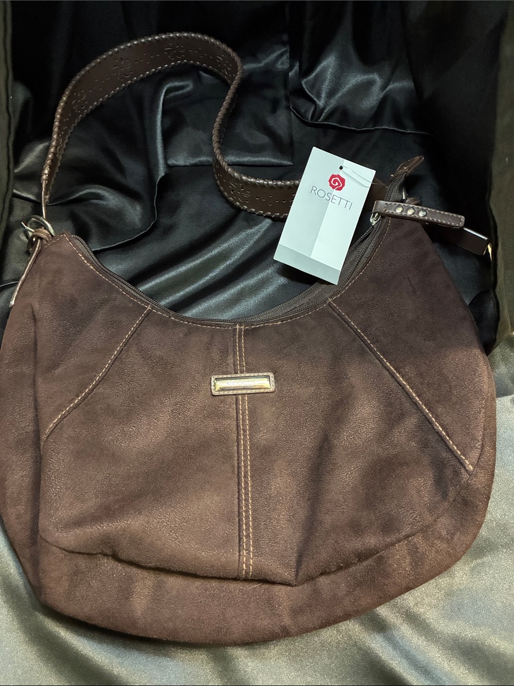 Vintage Rosetti Dark Brown Suede Shoulder Bag